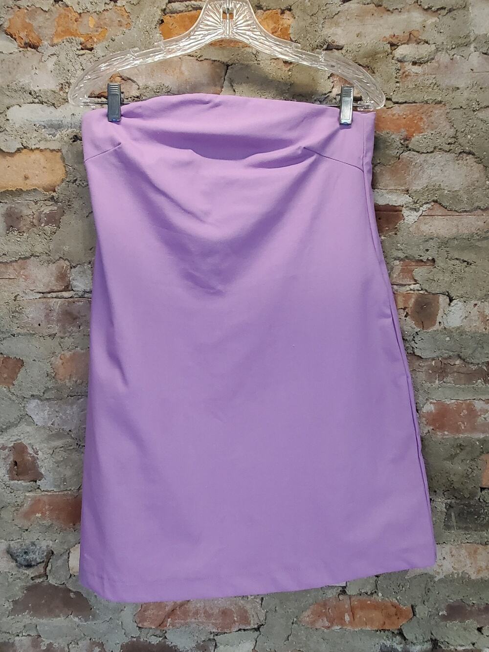Womens Strapless Mini Dress S Lavender Linen Blend Summer Beach Casual
